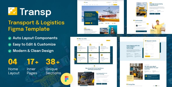 Transp - Transport Courier &amp; Logistics  Figma Template